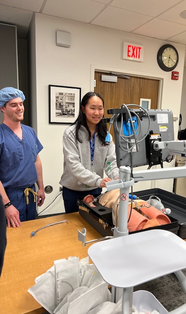 Meadow practicing CPR at Northern Westchester Hospital
